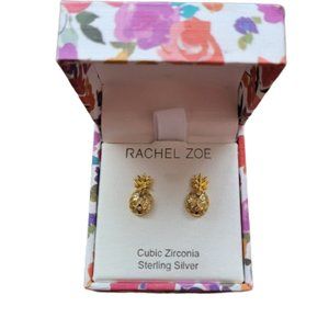 Rachel Zoe Pineapple Stud Earrings Sterling Silver